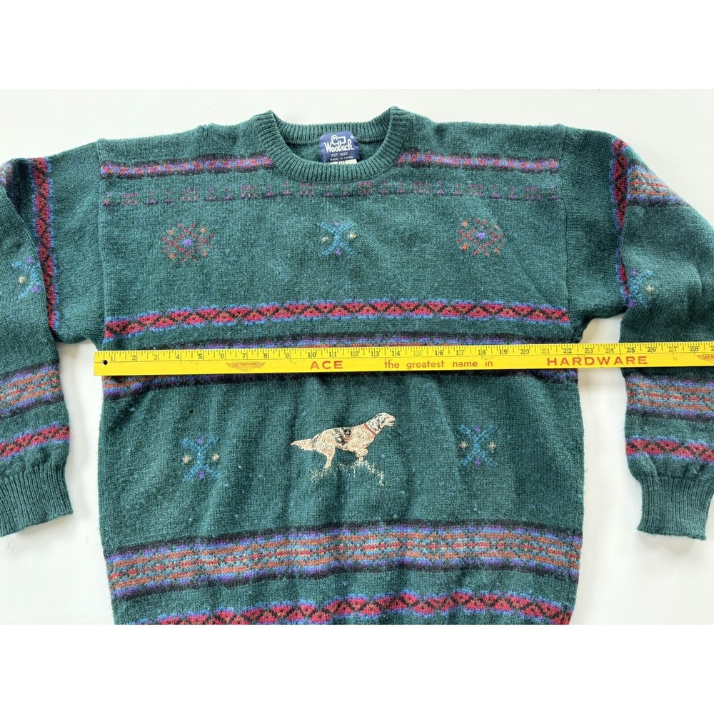 Vintage Woolrich Hunting Dog Embroidered Wool Winter Sweater Unisex Mens Large‎ - Picture 4 of 12